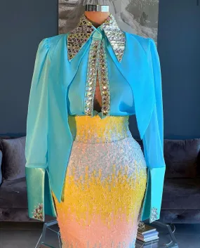2 Piece Outfits Skirt Long Sleeve Shirt Dress