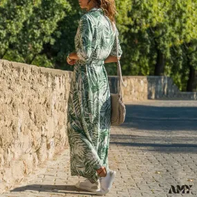 Amy Fashion - Women Chiffon Button Shirt Dress