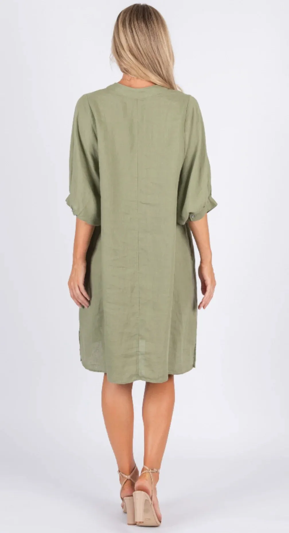 Annya Linen Dress - Moss