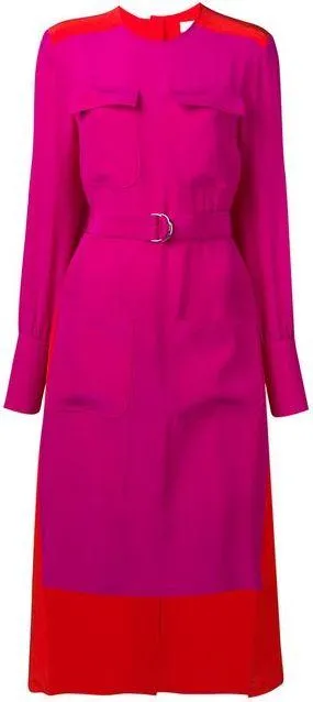 Asymmetrical Colour-Block Panelled Crepe Shirt-Dress