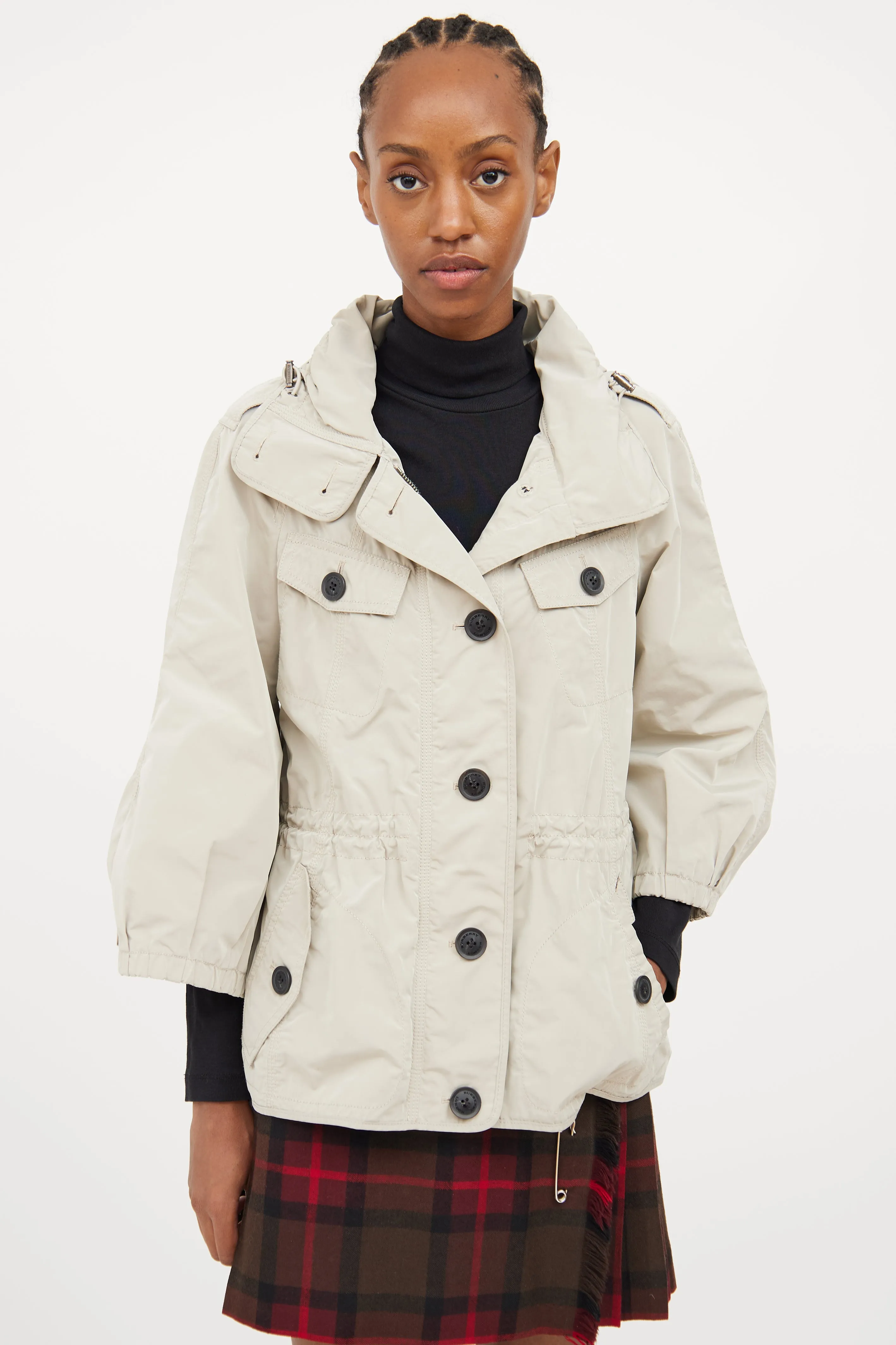 Beige Crop Rain Jacket