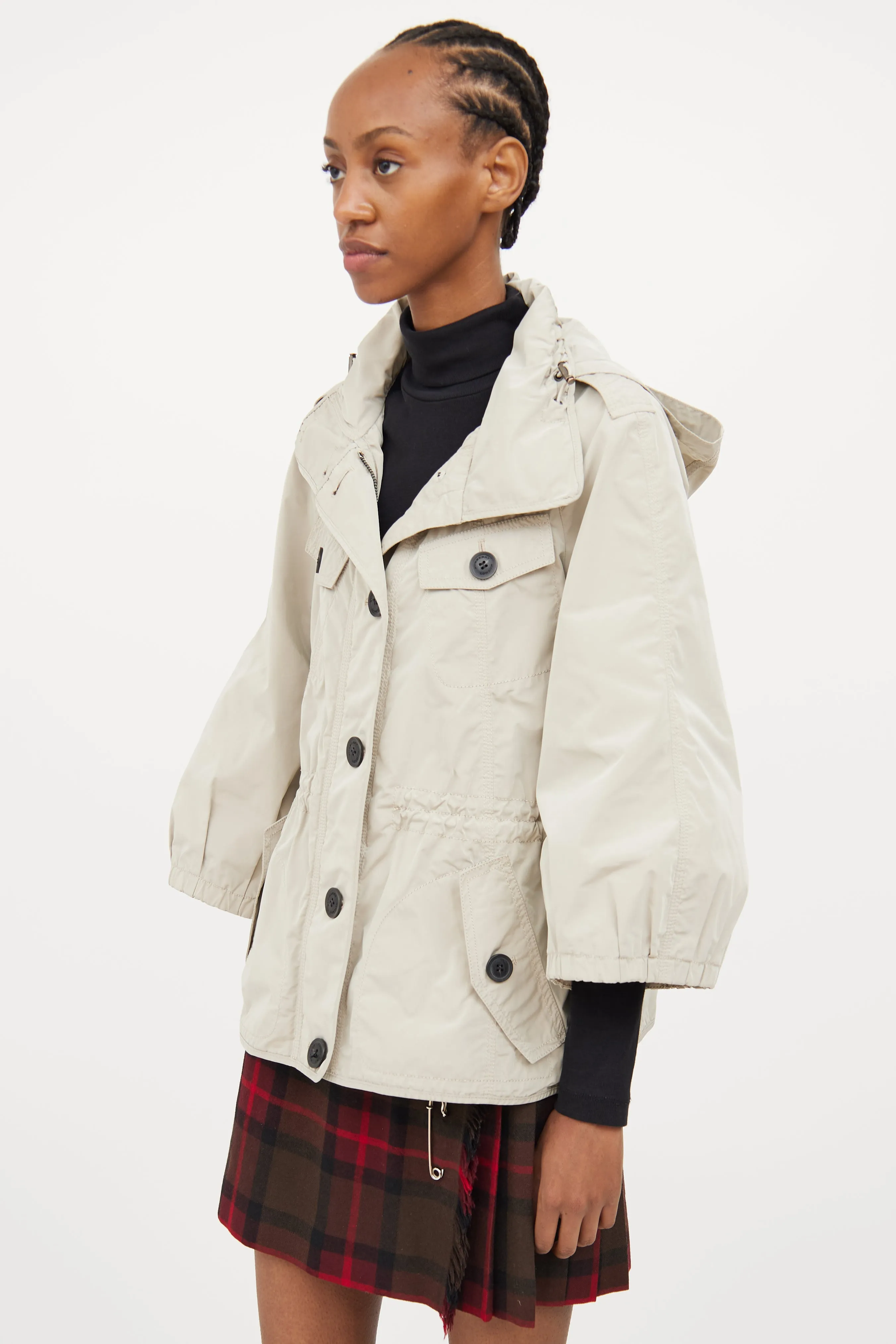 Beige Crop Rain Jacket
