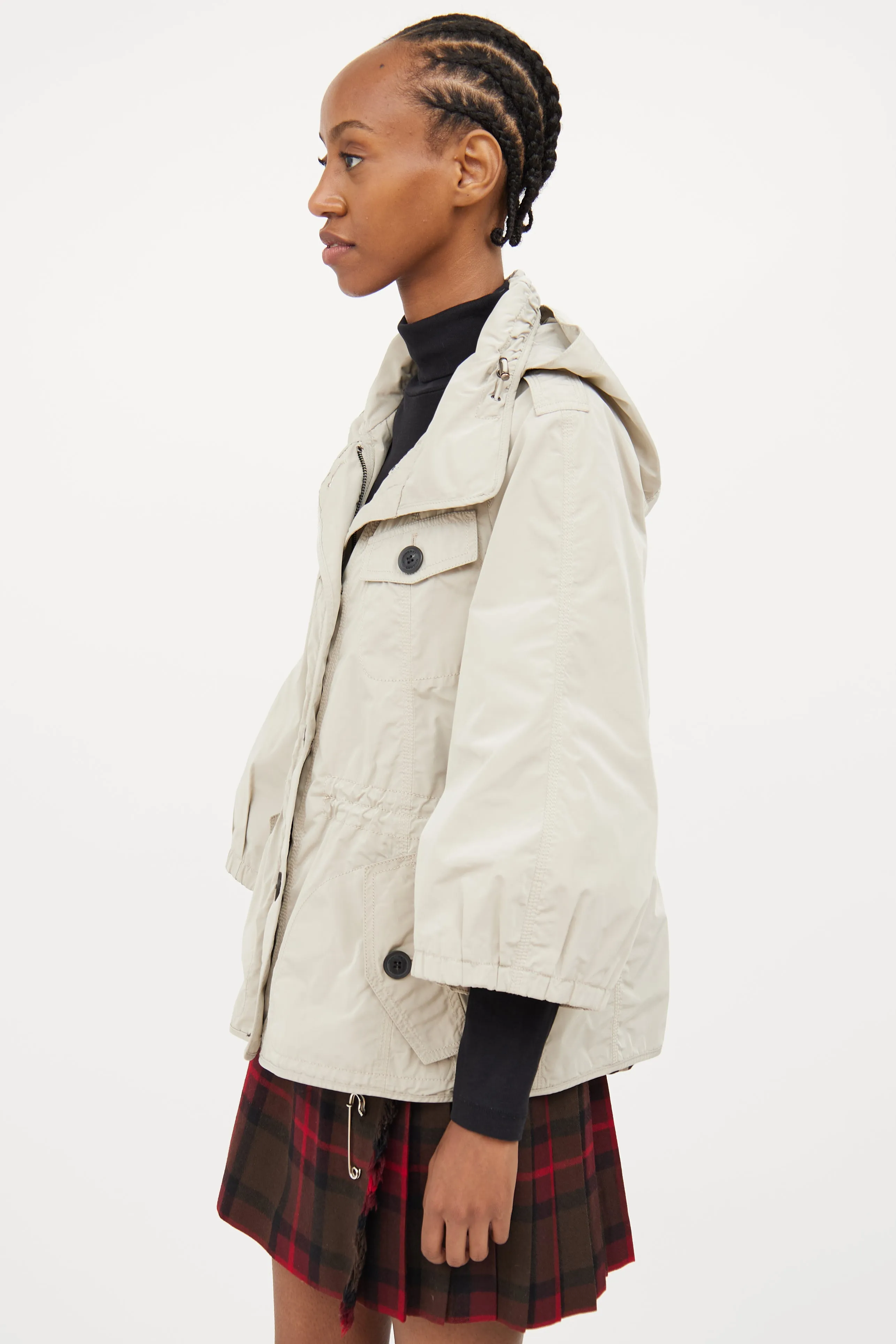 Beige Crop Rain Jacket