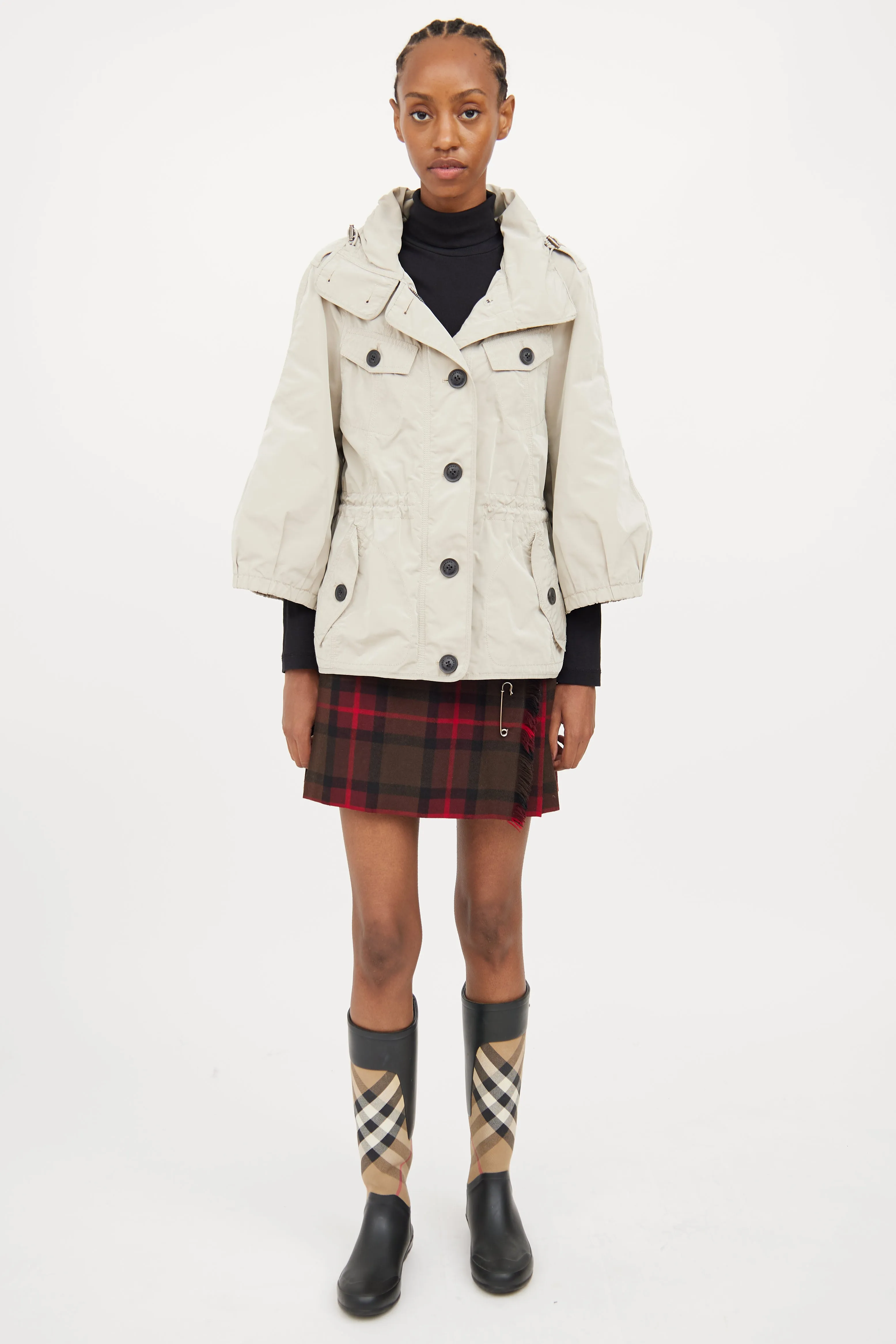 Beige Crop Rain Jacket