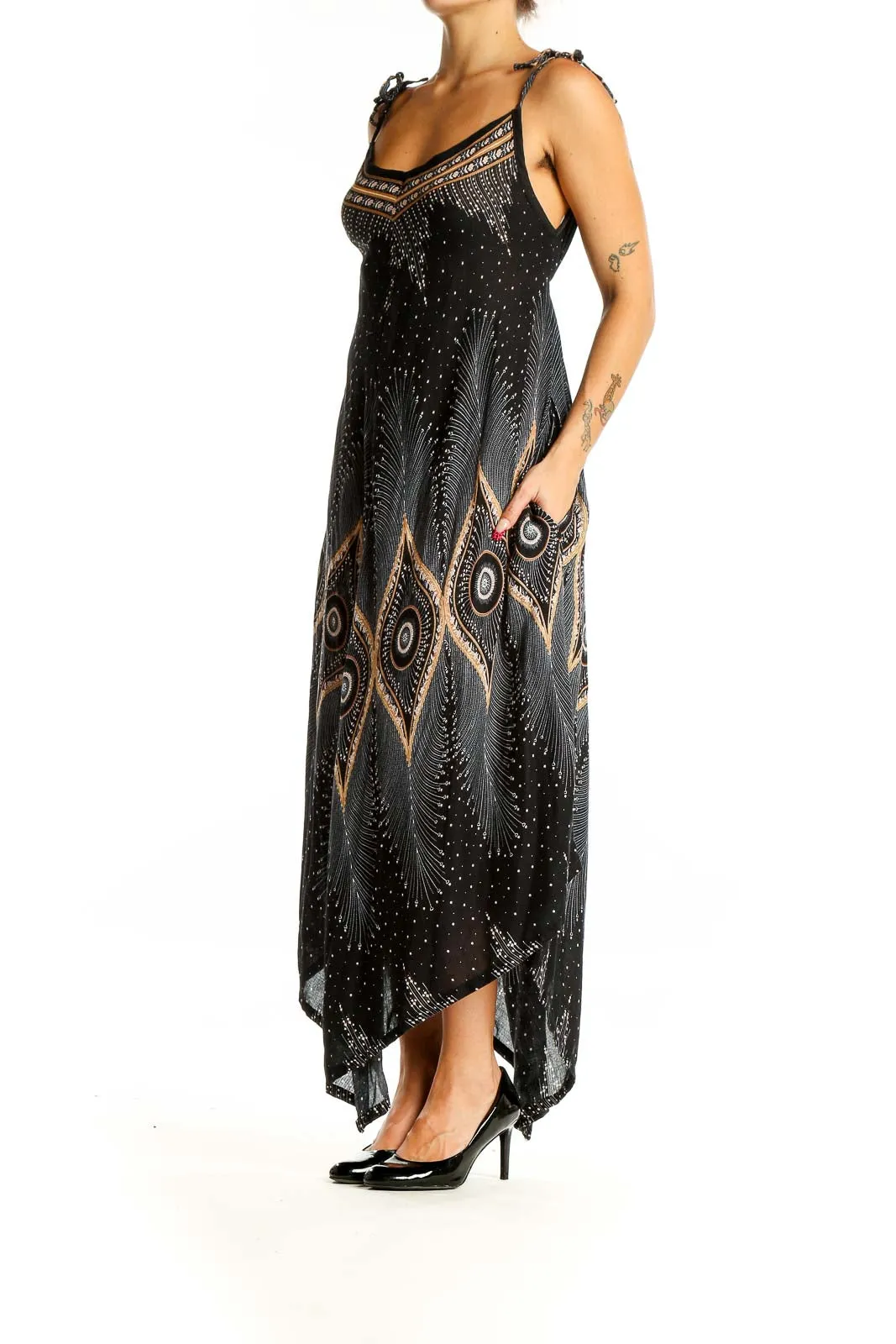 Black Bohemian Printed Maxi Dress