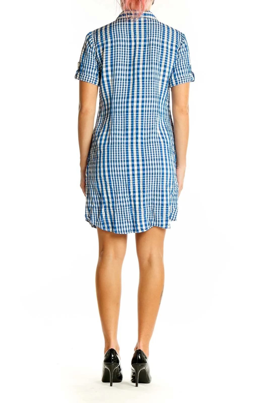 Blue and White Gingham Shirt Dress