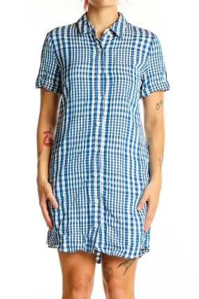 Blue and White Gingham Shirt Dress