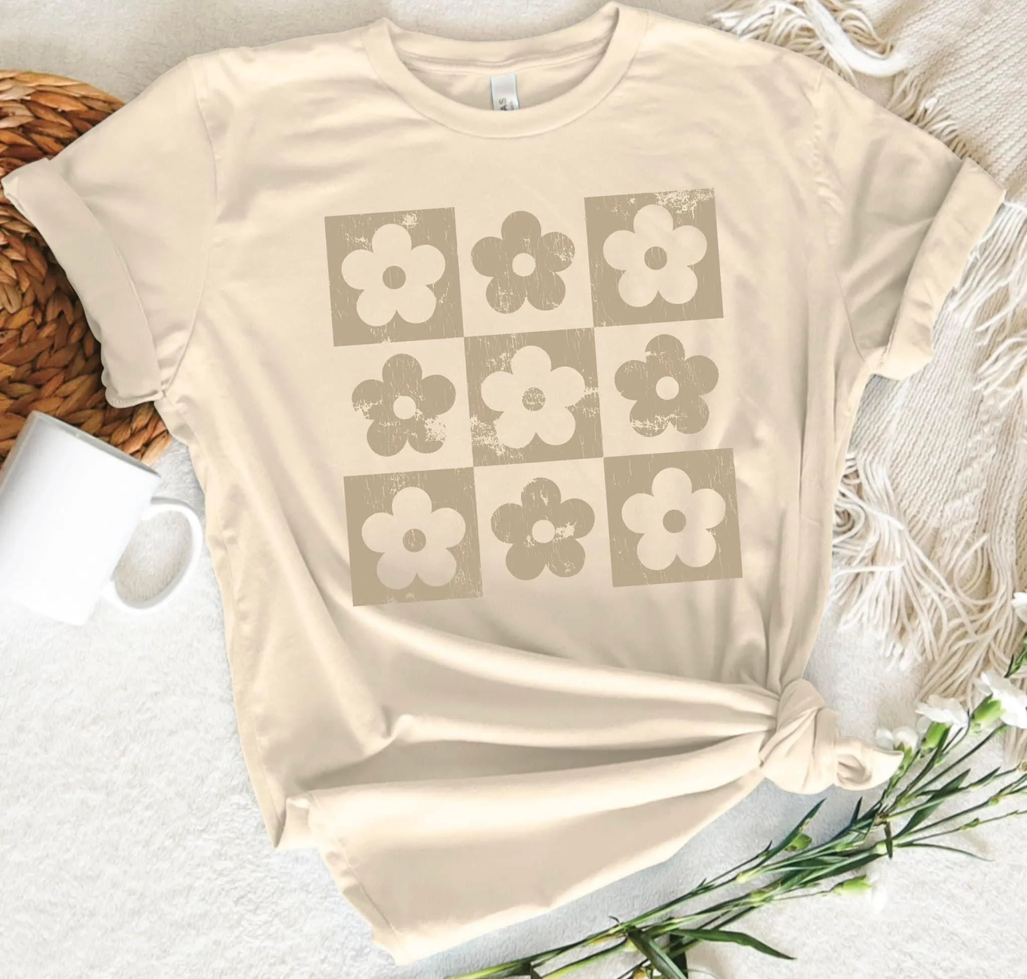 Checkered Flowers Tee