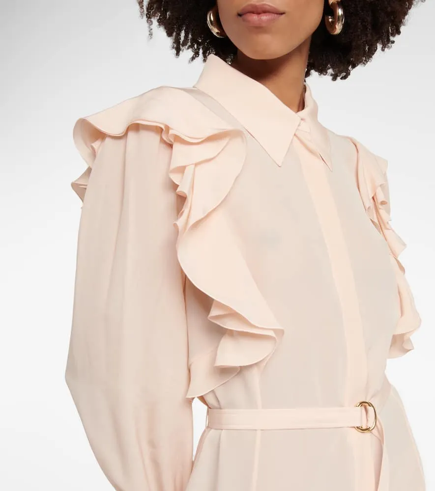 Chloe Ruffled silk shirt dress