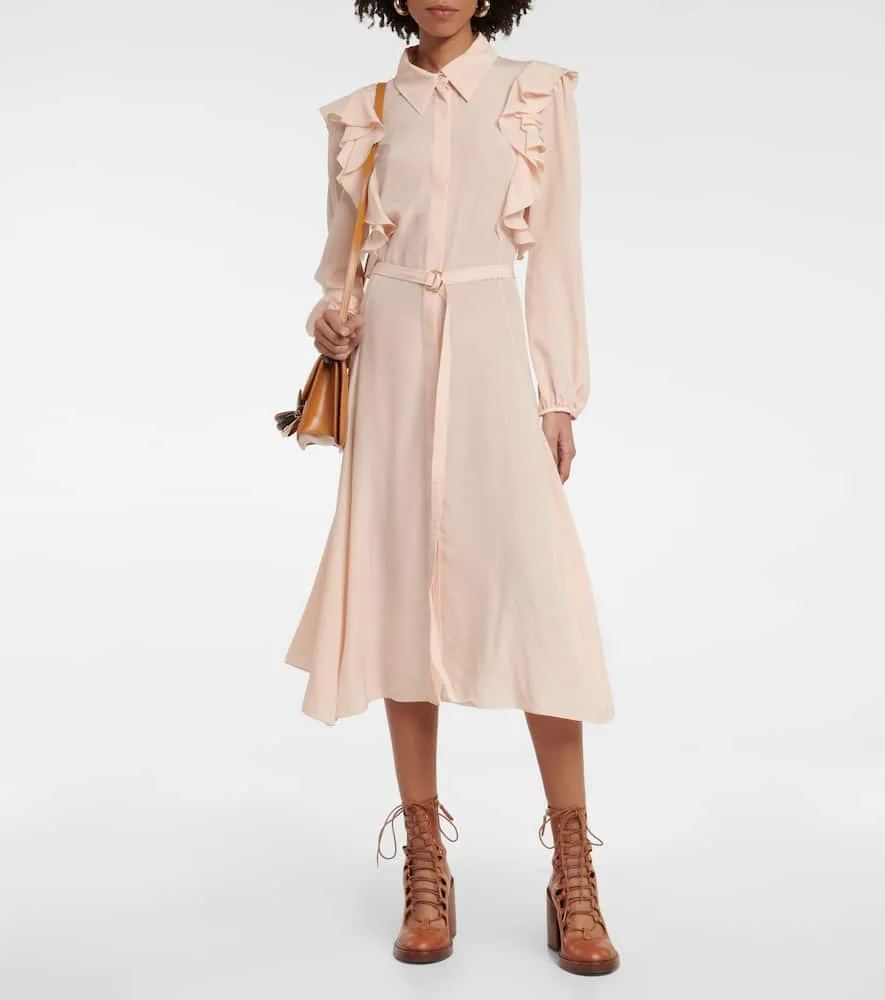 Chloe Ruffled silk shirt dress