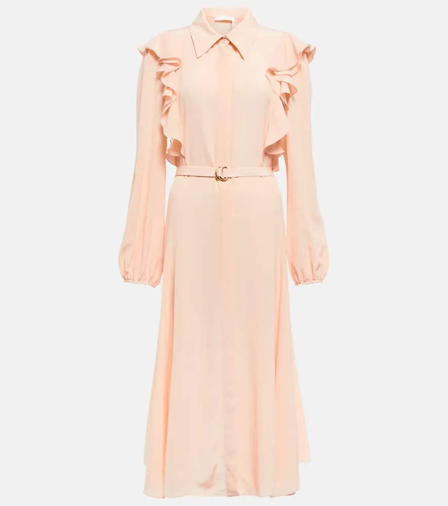 Chloe Ruffled silk shirt dress