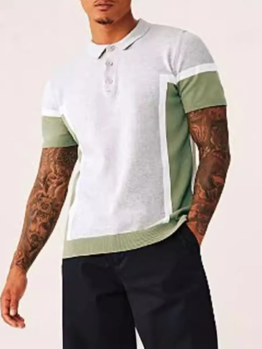 Color-blocked Cotton Knit Sweater-polo