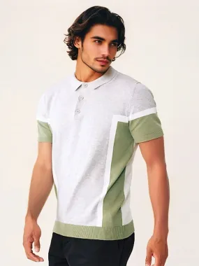 Color-blocked Cotton Knit Sweater-polo