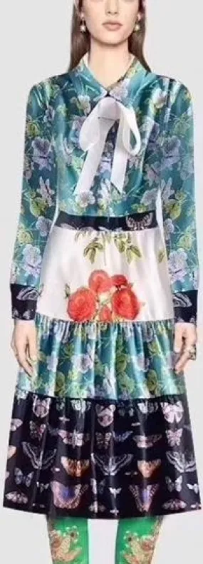 Floral and Butterfly Print Dress