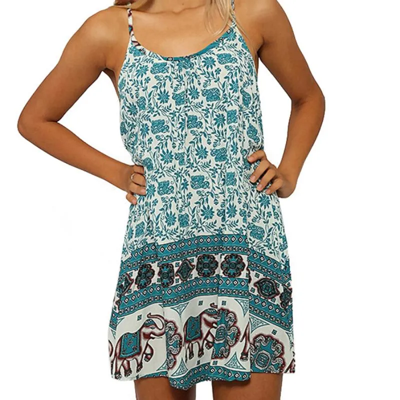 Floral Print Backless Beach Dress