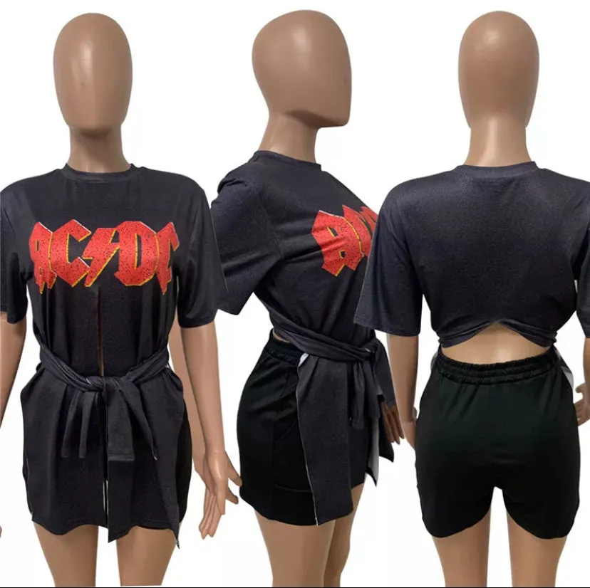Graphic T Shirt Bandage Short Sleeves Tees