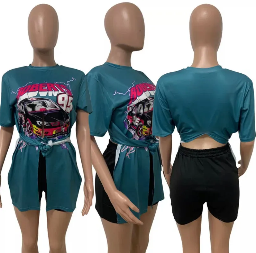Graphic T Shirt Bandage Short Sleeves Tees