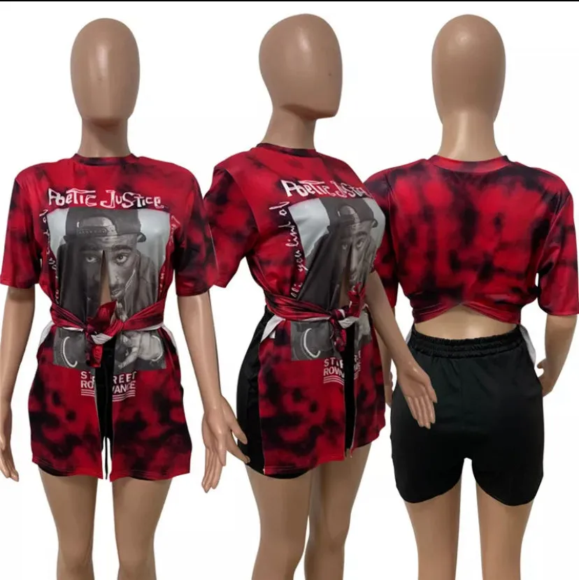 Graphic T Shirt Bandage Short Sleeves Tees