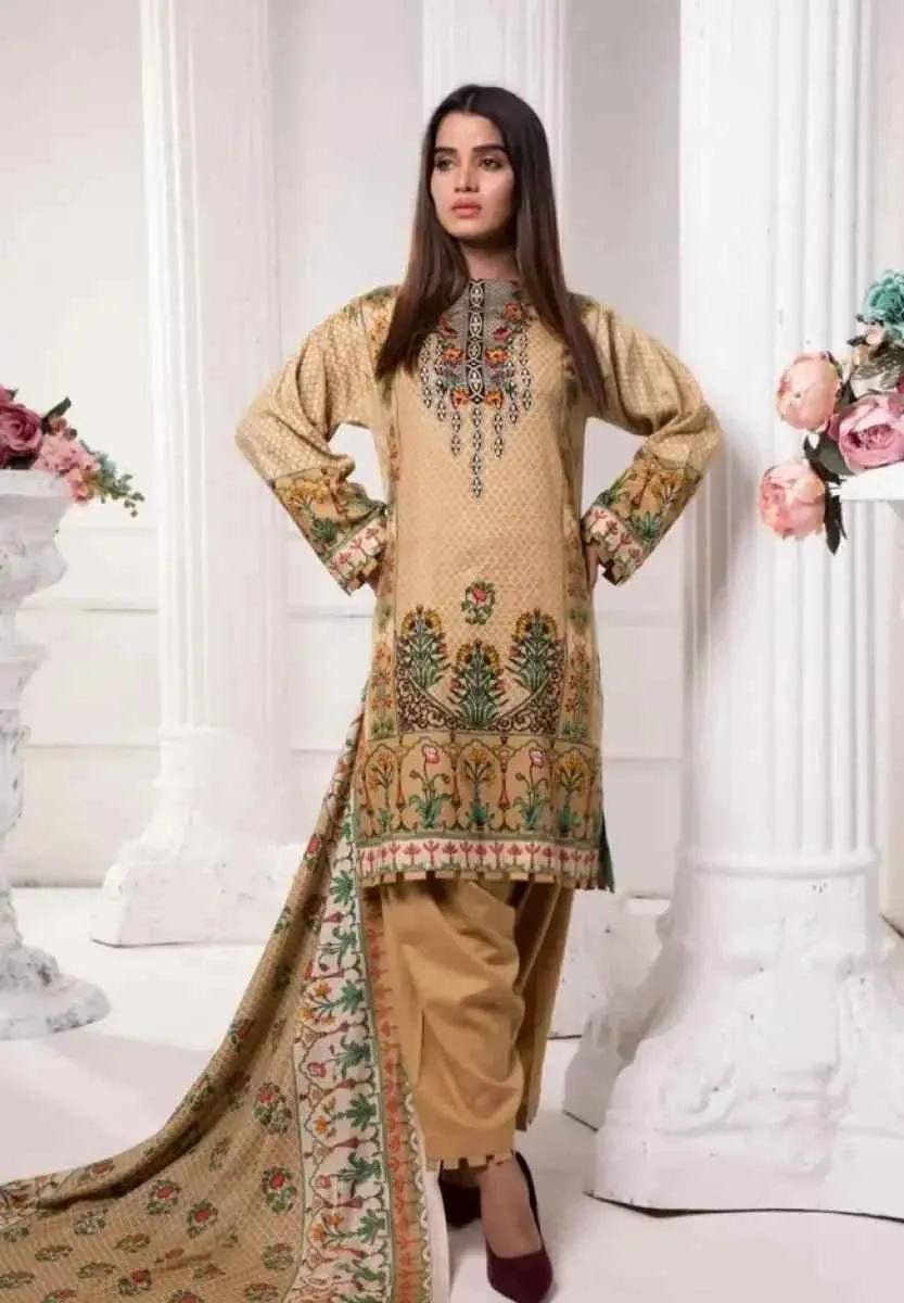 IshDeena Pakistani Dresses for Women Ready to Wear Salwar Kameez Ladies Suit - 3 Piece (Small, Almond-Printed Vol2)