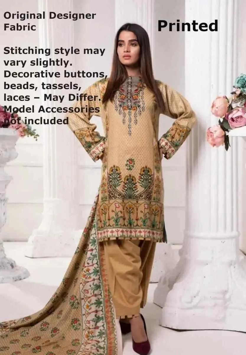 IshDeena Pakistani Dresses for Women Ready to Wear Salwar Kameez Ladies Suit - 3 Piece (Small, Almond-Printed Vol2)