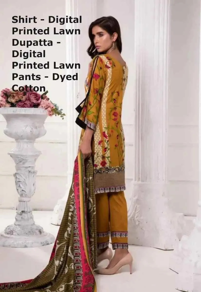 IshDeena Pakistani Dresses for Women Ready to Wear Salwar Kameez Ladies Suit - 3 Piece (Small, Dark Yellow-Printed Vol2)