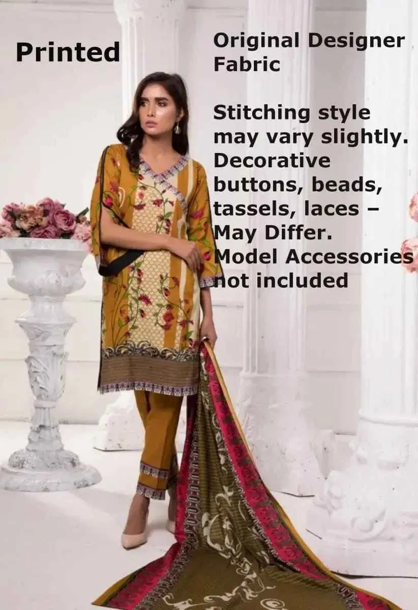 IshDeena Pakistani Dresses for Women Ready to Wear Salwar Kameez Ladies Suit - 3 Piece (Small, Dark Yellow-Printed Vol2)
