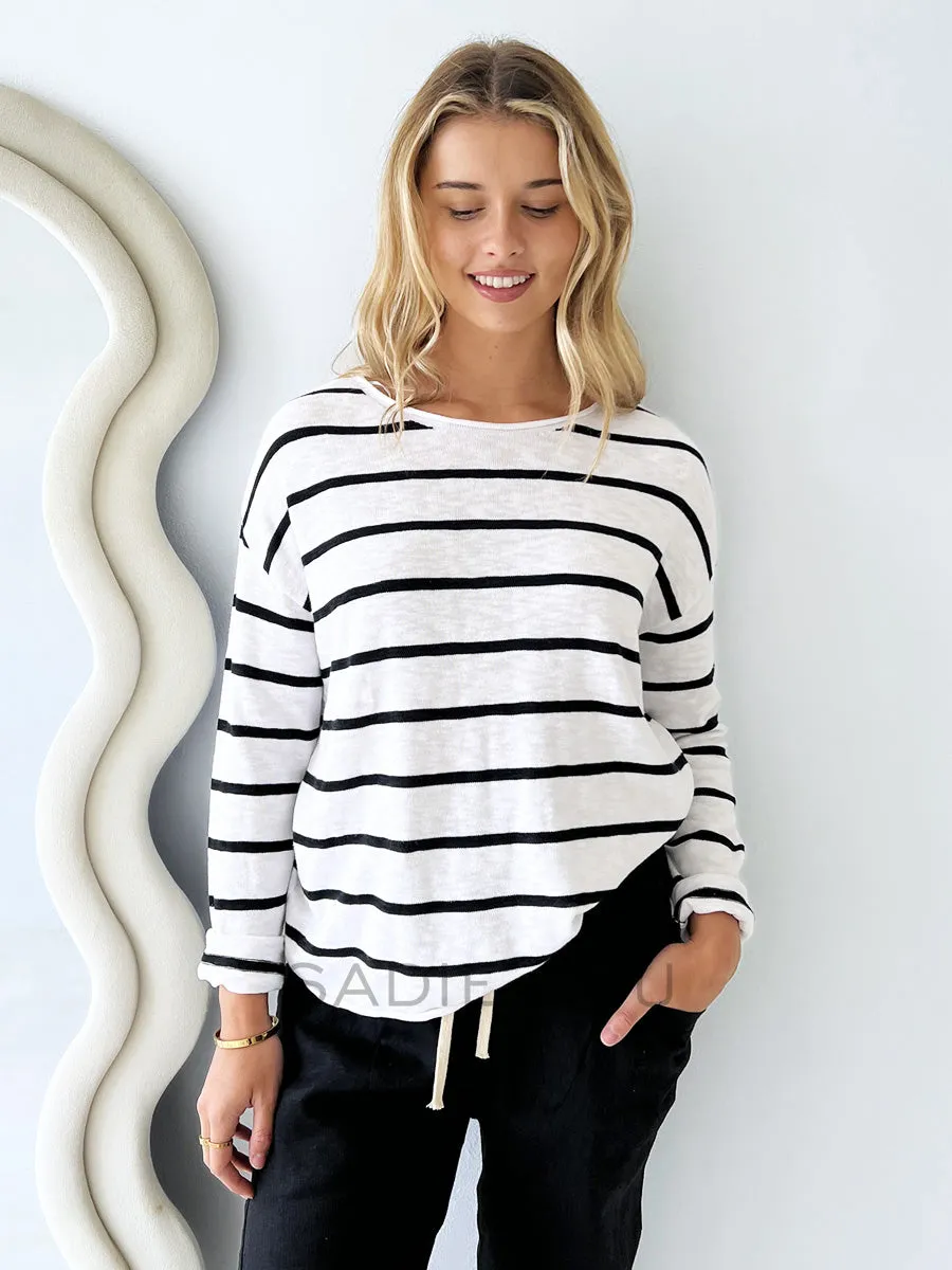 Little lies / Minnie Knit Top - Black/White