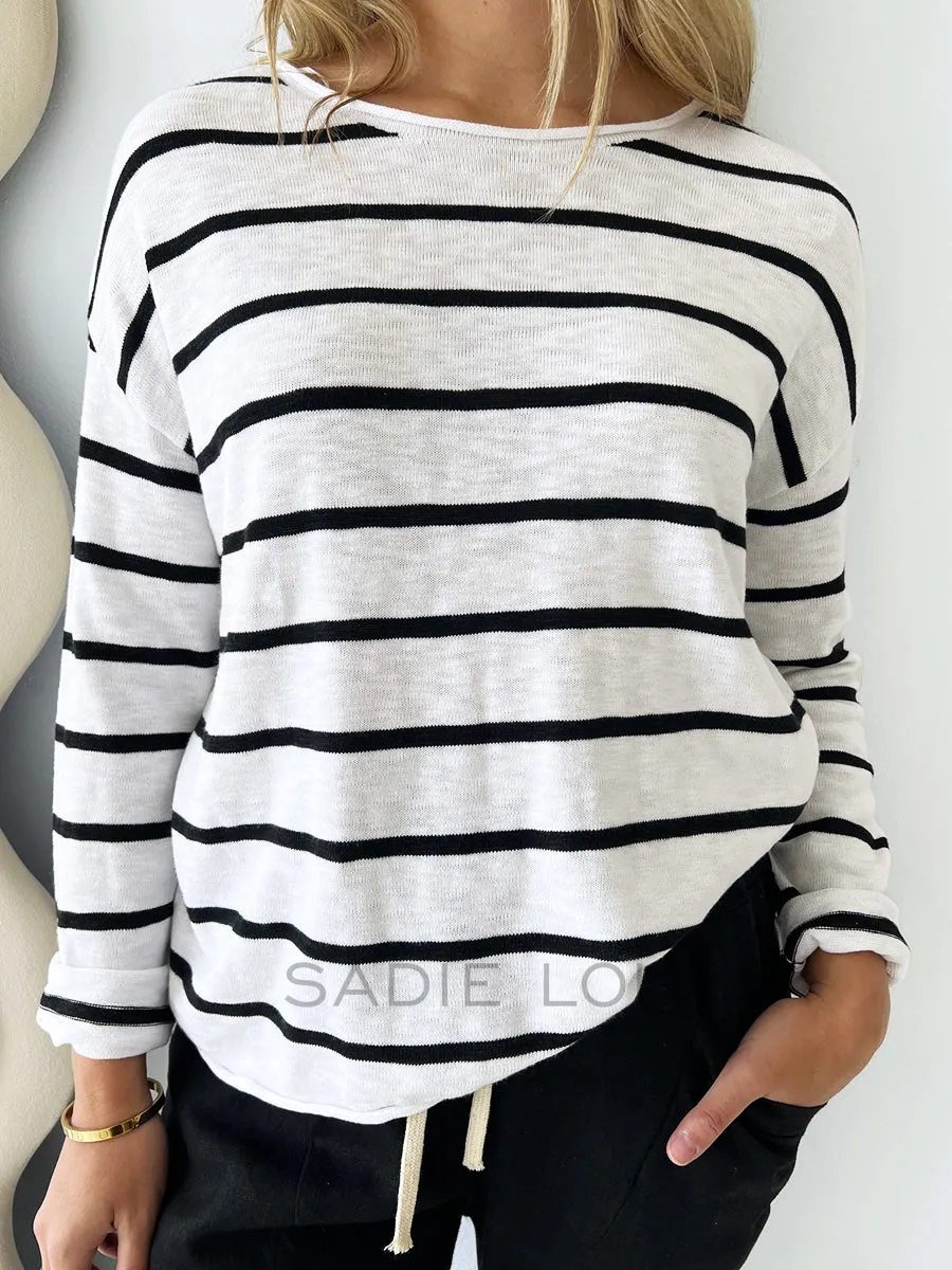 Little lies / Minnie Knit Top - Black/White