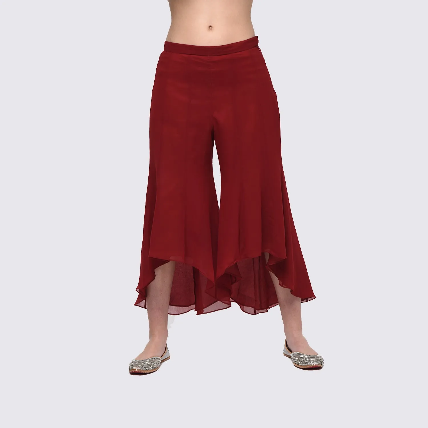 Maroon Georgette Flare Plazzo