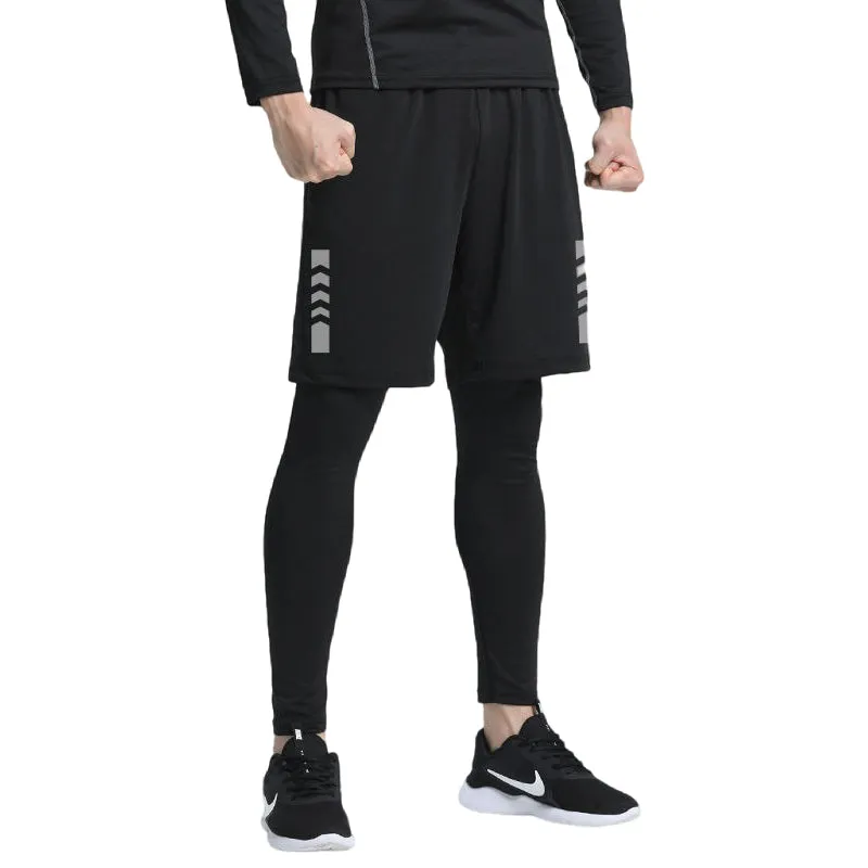 Quick-Dry Breathable Four-Dimensional Stretch Fitness Shorts 2-Piece Set
