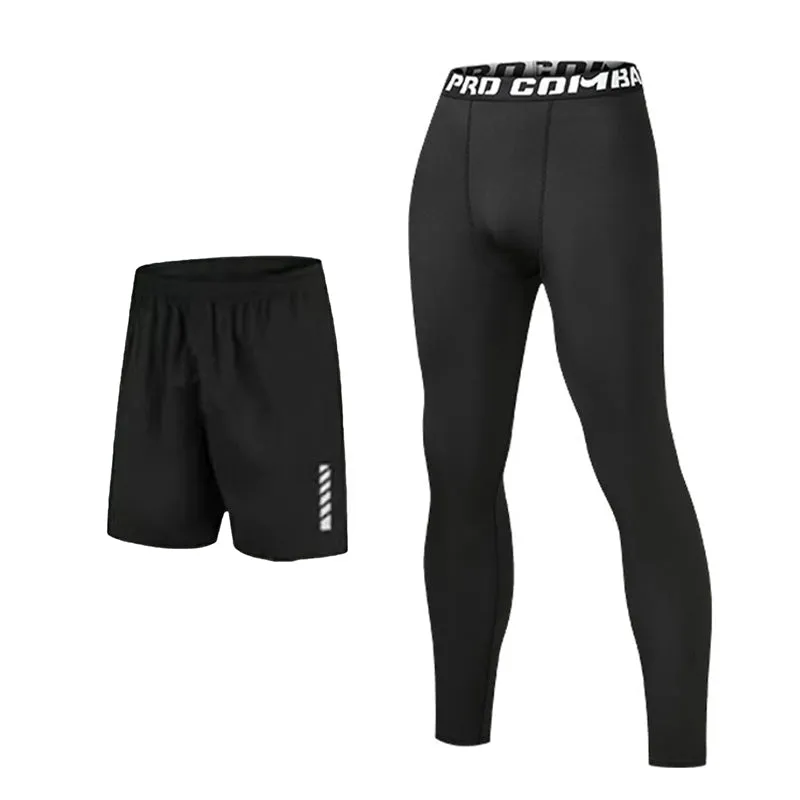Quick-Dry Breathable Four-Dimensional Stretch Fitness Shorts 2-Piece Set