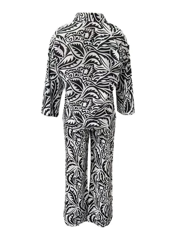 Spring/Summer New Top Wide-Legged Slacks Two-Piece Set Pants Black