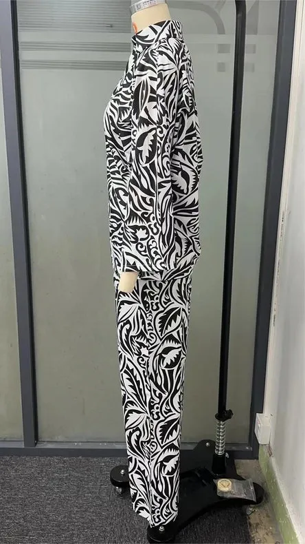 Spring/Summer New Top Wide-Legged Slacks Two-Piece Set Pants Black