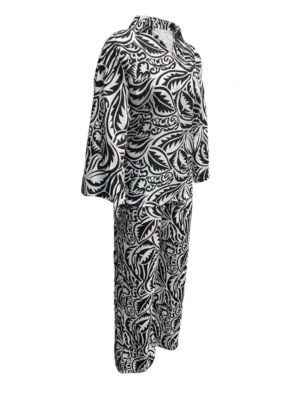 Spring/Summer New Top Wide-Legged Slacks Two-Piece Set Pants Black