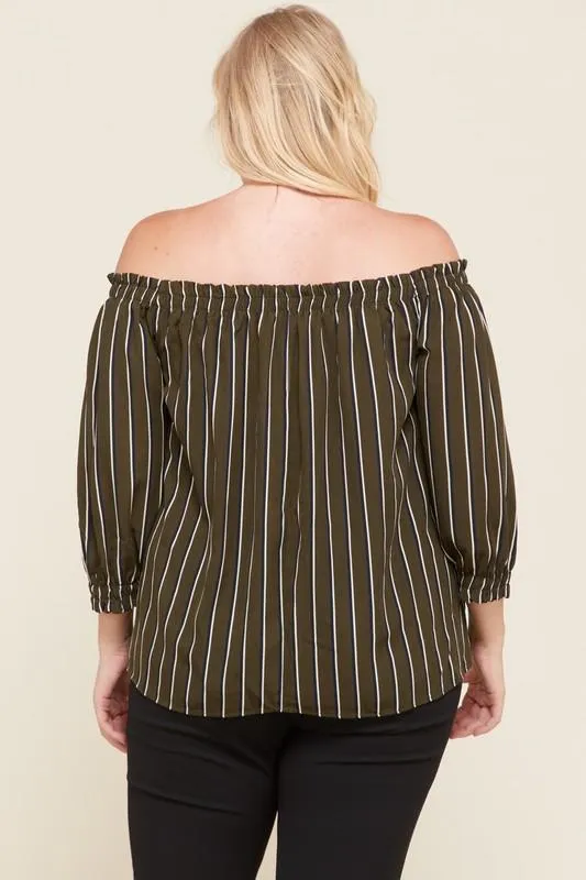 Stripes x Off-Shoulder Top