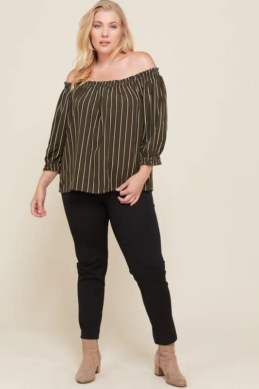 Stripes x Off-Shoulder Top
