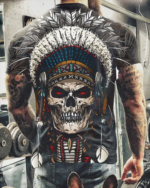 Tattoo Style Skull Graphic T-Shirt