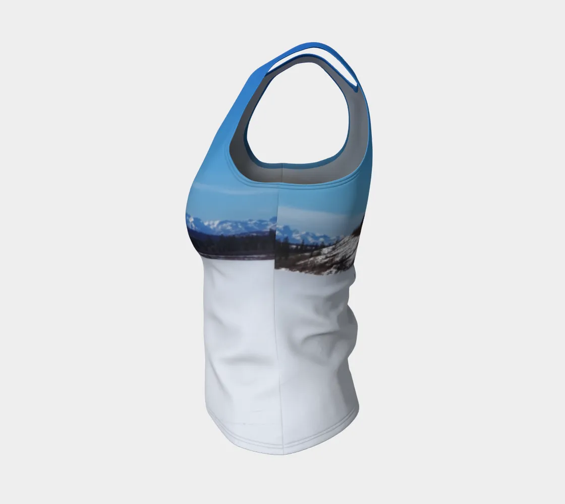 Women's All-Over Fitted Long Tank Top - Glenmore Park Reservoir Winter