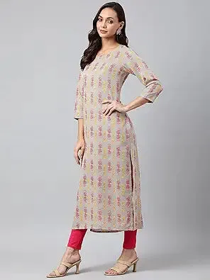 Women's Crepe Printed Straight Kurta (Noki Nw-GO)