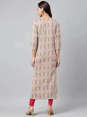 Women's Crepe Printed Straight Kurta (Noki Nw-GO)